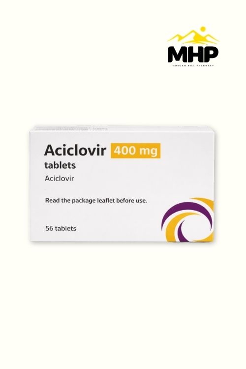 Aciclovir 400 mg tablet boxMHPW Aciclovir 400Mg Tablet Sun Pharma Uk 56'S