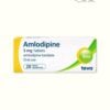 Amlodipine 5 mg tablet boxMHPW Amlodipine 5Mg Tablet 28'S Teva